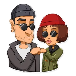 🤝 卡通, 情侣, 时尚, 风格, 针织帽, 眼镜 telegram sticker