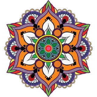 🎨 曼荼羅, 幾何学的, カラフル, パターン, 花柄, 装飾的, デザイン telegram sticker