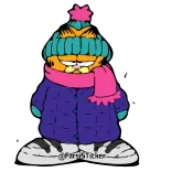 🥶 Garfield ガーフィールド, 漫画, 猫, 冬, ステッカー telegram sticker