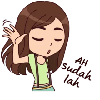 😌 Dibujos animados, Chica, Escuchando, Expresión, Animación whatsapp sticker