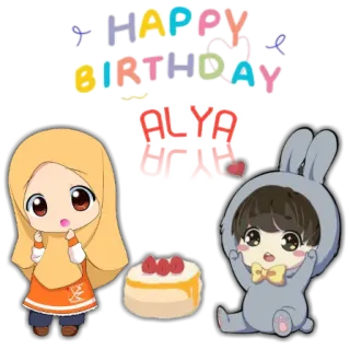 ❤️ HAPPY BIRTHDAY
ALYA birthday, celebration, cartoon, cute, kawaii, anime, cake whatsapp sticker