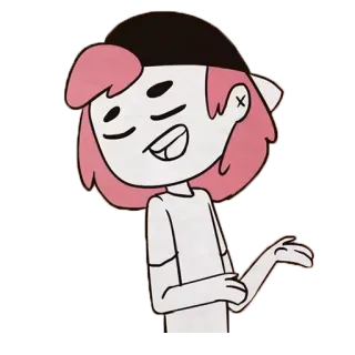 😁 Cartoon, Personage, Roze haar, Casual, Sticker, Illustratie telegram sticker
