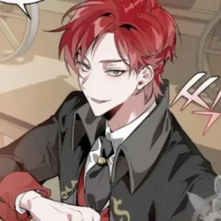 🥢 hombre, pelo rojo, anime, manga, retrato, personaje, masculino telegram sticker