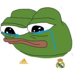 😭 Pepe the Frog żaba, płacz, smutny, mem, Real Madryt, piłka nożna telegram sticker