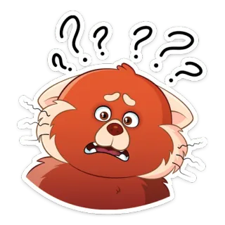 ❓ красная панда, в замешательстве, вопросительные знаки, мультфильм, анимированный, выражения whatsapp sticker