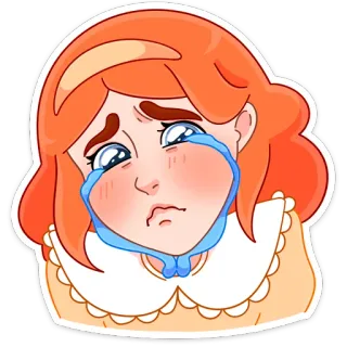 😭 울음, 슬픔, 눈물, 화남, 소녀, 감정 telegram sticker