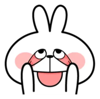 😛 rabbit, bunny, cute, animal, cartoon, sticker, white telegram sticker