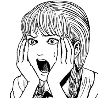 😱 Anime, Manga, Chica, Impactada, Expresión, Junji Ito whatsapp sticker