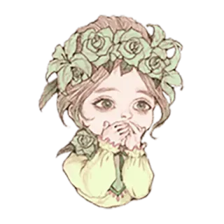 🙊 女の子, 花冠, かわいい, イラスト, アート telegram sticker