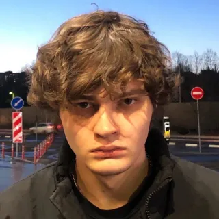 😒 pessoa, retrato, homem, jovem, sério, cabelo cacheado telegram sticker