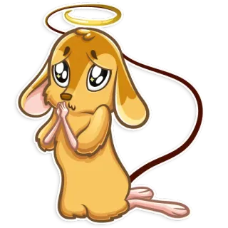 🙏 animal, desenho animado, fofo, implorando, auréola, rato, kawaii whatsapp sticker
