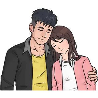 ☺️ 커플, 사랑, 만화, 포옹, 로맨틱, 감정 telegram sticker