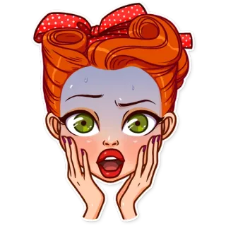 😱 Dibujo animado, Mujer, Retro, Expresión, Sorprendido/a, Pelirroja telegram sticker