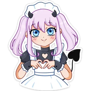 ❤ Anime, Diable, Mignon, Autocollant, Kawaii, Dessin animé telegram sticker