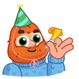 🥳 ปาร์ตี้, งานฉลอง, วันเกิด, เทศกาล, การ์ตูน, สีส้ม, หมวก telegram sticker