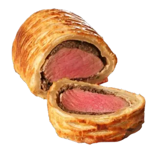 🐄 food, beef wellington, meat, pastry, dinner, gourmet, cuisine telegram sticker
