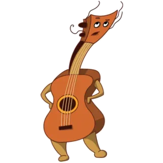 😒 gitaar, muziekinstrument, cartoon, antropomorf, grappig, muziek telegram sticker