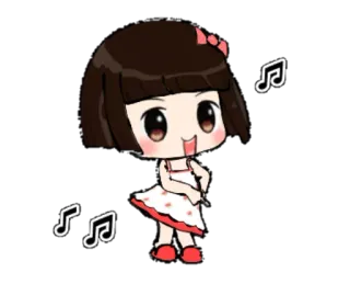 💃 Cartoon, Mädchen, Musik, Süß, Fröhlich, Sticker telegram sticker
