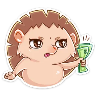🤩 hedgehog, money, cartoon, cute, animal whatsapp sticker