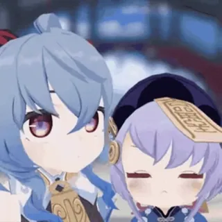 😶 Qiqi, Ganyu Genshin Impact 动漫, 电子游戏, 角色, 原神 telegram sticker