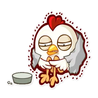 😔 chicken, cartoon, sleepy, animal, bird telegram sticker