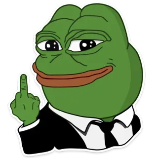 🐸 Pepe the Frog Pepe la Rana, Meme, Dedo corazón, Gesto ofensivo, Rana de dibujos animados, Meme de internet telegram sticker