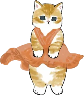 💃 kucing, gaun, imut, hewan, anak kucing, oranye, kartun telegram sticker