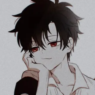 😈 อนิเมะเด็กผู้ชาย, มังงะ, การ์ตูน, ภาพประกอบ, ตาสีแดง, ผมสีดำ, น่ารัก, อีโม telegram sticker
