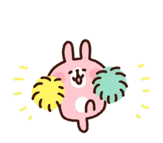💪 rabbit, cheerleader, cute, kawaii, dancing, pom-poms whatsapp sticker