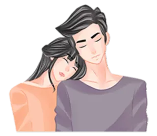 😴 pareja, romántico, amor, cariño, relación, dibujos animados telegram sticker