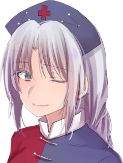 😉 Аниме, Медсестра, Женщина, Персонаж, Шляпа telegram sticker