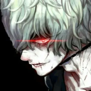 🤨 anime, evil, villain, red eyes, scary, horror, gothic, blood, man, monster telegram sticker
