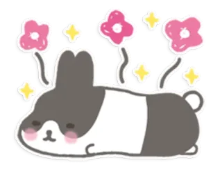 🎶 coelho, coelhinho, fofo, animal, kawaii, flores, estrelas telegram sticker