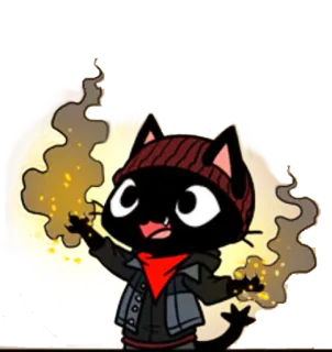👐 gato, adesivo, desenho animado, animal, gato preto, gorro, jaqueta telegram sticker