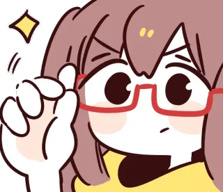 🤓 anime, ragazza, occhiali, carina, scintillio whatsapp sticker