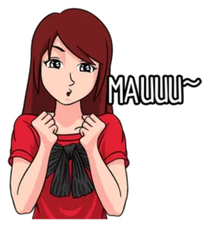 😗 MAUUUU~ Cartone animato, Ragazza, Mau, Eccitata, Carina, Anime whatsapp sticker