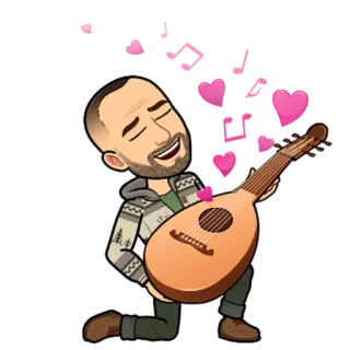 🎸 desenho animado, avatar, instrumento musical, corações, amor, celebração telegram sticker