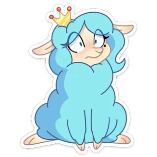 😳 Cartoon, Schaf, Krone, Süß, Tier telegram sticker