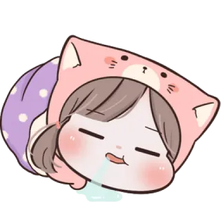 🐱 cartoon, sleeping, cute, kawaii, anime, girl, sleepy telegram sticker