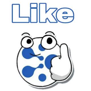 👍 Like Mi piace, Pollice su, Cartone animato, Adesivo whatsapp sticker