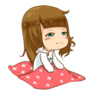 😊 dessin animé, fille, mignon, endormi, couverture, chibi, animé, manga telegram sticker