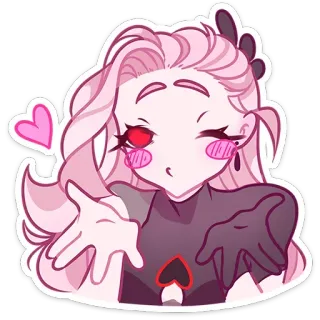 😘 Anime, Chibi, Schattig, Roze, Personage, Cartoon whatsapp sticker