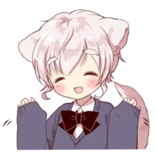 🍼 Anime, Chibi, Süß, Kawaii, Wolf, Schuluniform whatsapp sticker