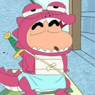☄ Shin-chan Crayon Shin-chan shin-chan, animé, dessin animé, crocodile, épée, mignon whatsapp sticker