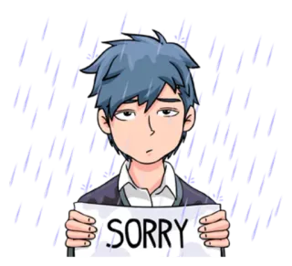 🙏 SORRY scusa, perdono, triste, pioggia, emotivo, cartone animato whatsapp sticker