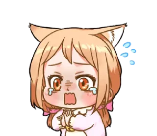 😭 Chibi, Anime, Orecchie da gatto, Piangendo, Supplicando, Triste, Lacrime telegram sticker