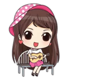 🎸 Chibi, Guitarra, Kawaii, Garota, Música, Desenho animado telegram sticker