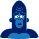 🤢 กอริลลา, สีน้ำเงิน, การ์ตูน, สัตว์ whatsapp sticker
