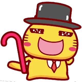 🎩 Cartoon, Figur, Hut, Stock, Krawatte, Süß telegram sticker