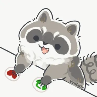 🔘 raccoon, cute, animal, drawing, cartoon telegram sticker